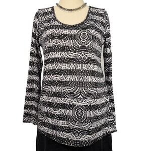 Celestial Print Tunic Blouse Black White Women's Medium Whimsigoth Soft Grunge